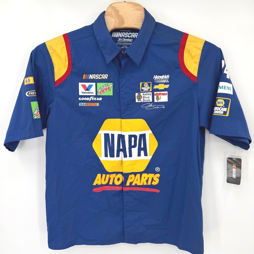 JH Design NASCAR Shirt Mens L Blue NAPA Auto Parts Pit Crew Hendrick Motorsports